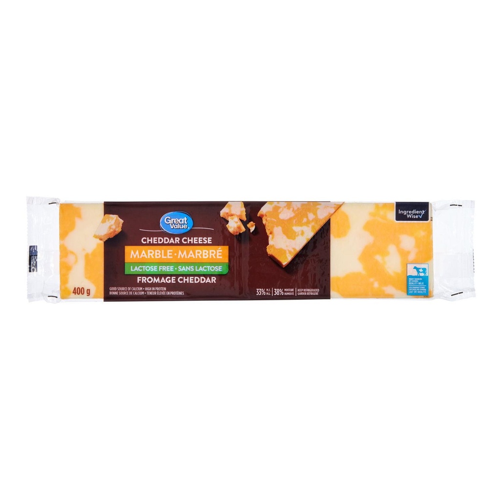 Fromage cheddar marbré sans lactose Great Value