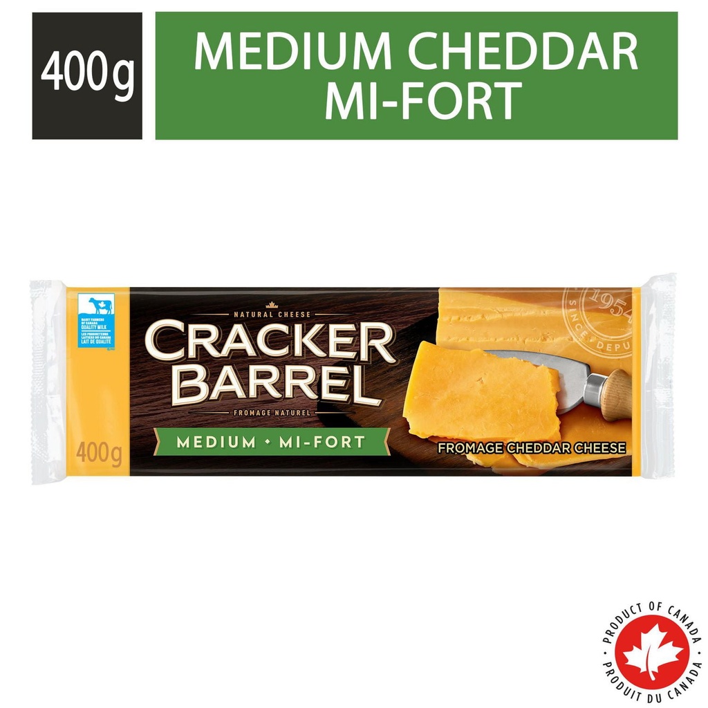 Cracker Barrel Cheese Cracker Barrel Fromage cheddar mi-fort en bloc, 400g