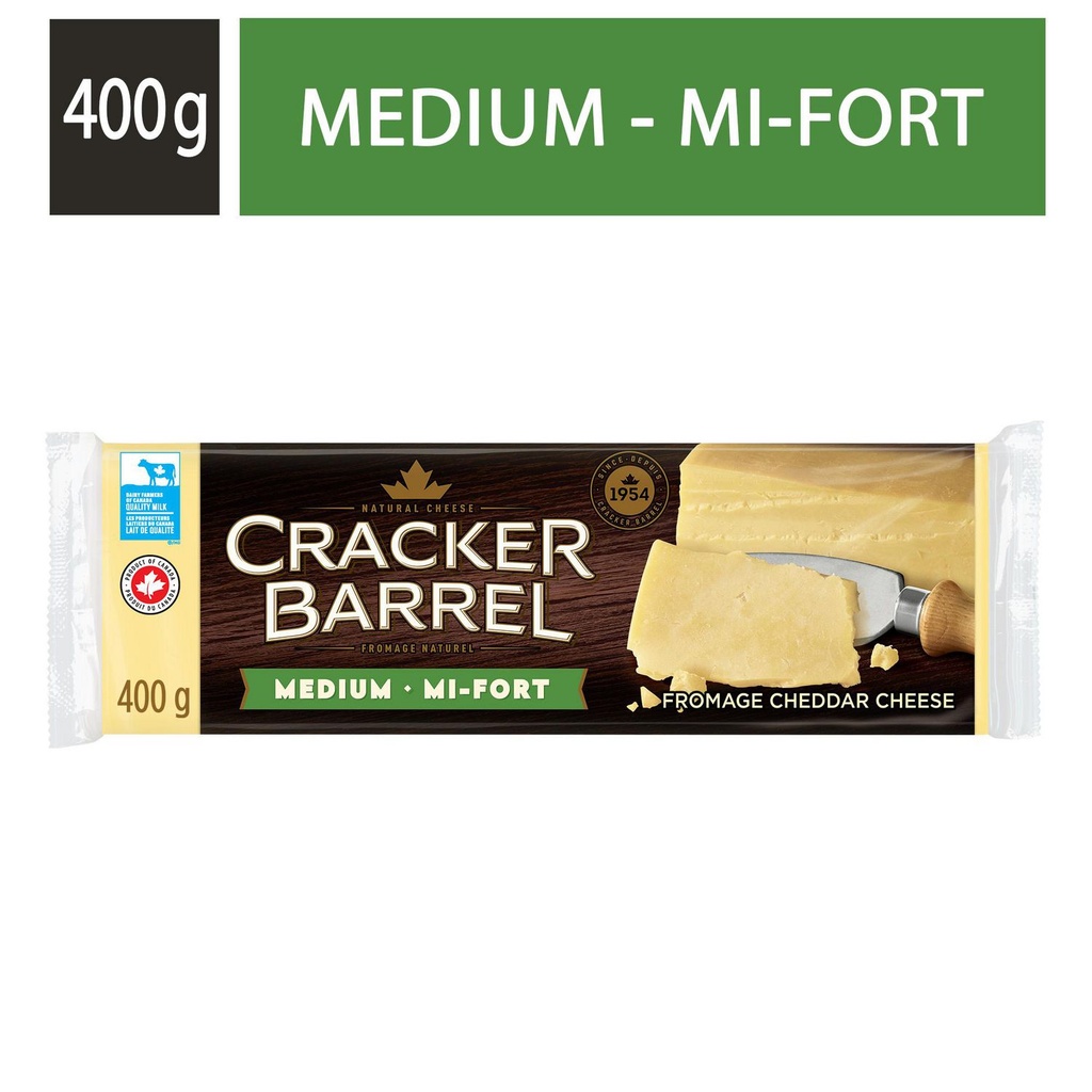 Cracker Barrel Cheese Cracker Barrel Fromage Cheddar Blanc Mi-Fort, 400g