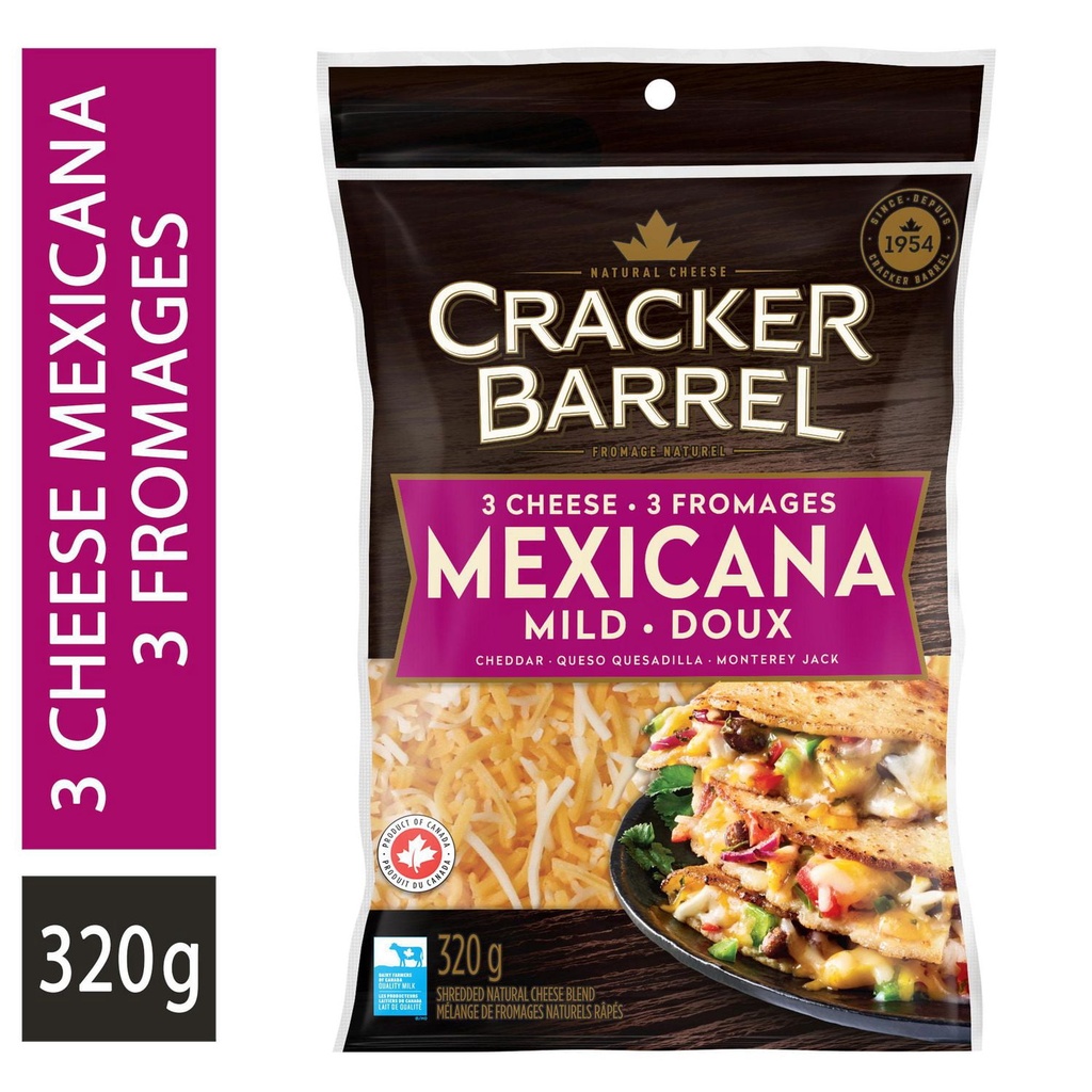 Cracker Barrel Cheese Cracker Barrel Fromage râpé 3-Fromages Mexicana, 320g