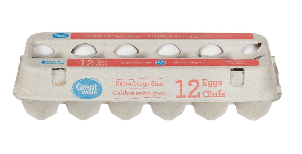 Great Value 12 Œufs Blancs Calibre Extra Gros