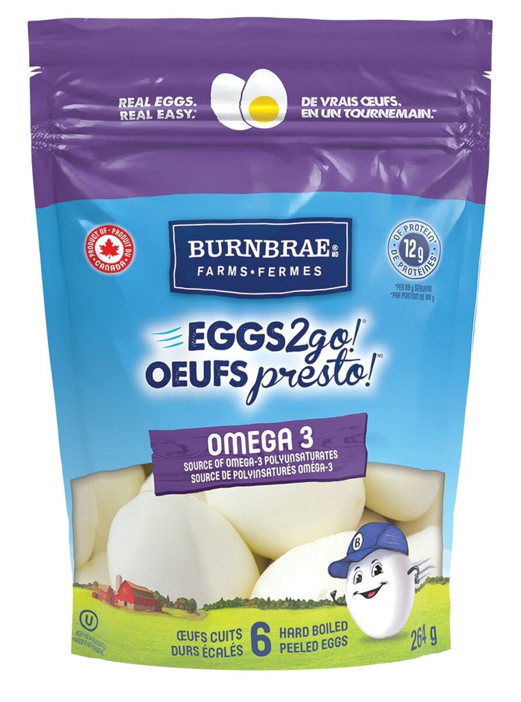 Naturegg Burnbrae Farms EGGS2go! Oméga-3 Cuits Durs Pochette de 6