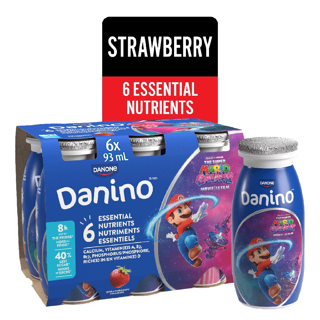 Danone Danino Yogourt à Boire pour Enfants, Fraise, Pat' Patrouille, 6x93ml