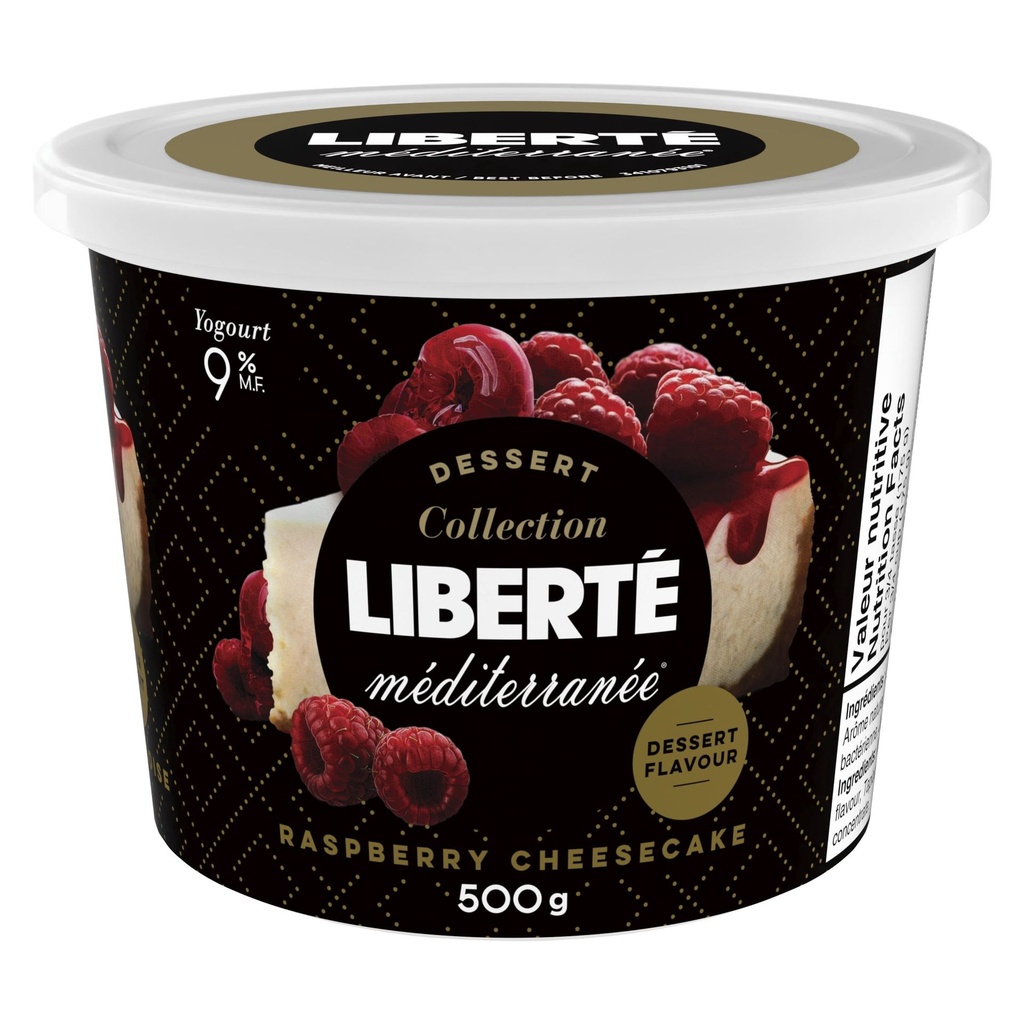 Yogourt Liberté Méditerranée 9 %, gâteau au fromage aux framboises, 500g