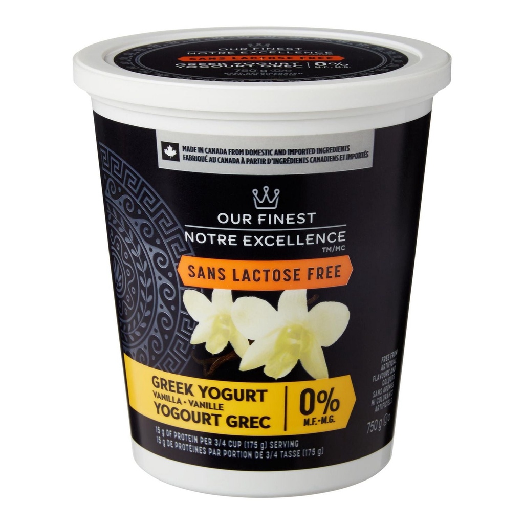 Yogourt grec à la vanille sans lactose 0 % M.G. Notre Excellence