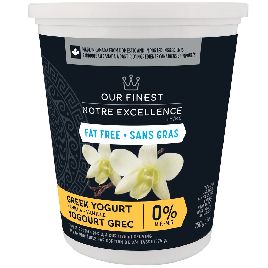 Yogourt grec vanille sans gras Notre Excellence