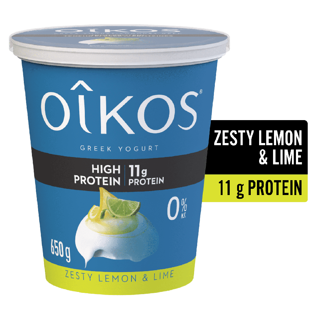 Oikos High Protein Greek Yogurt, Zesty Lemon & Lime Flavour, Blended, Value Tub
