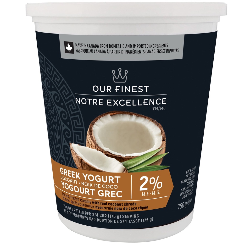 Yogourt grec noix de coco 2 % Notre Excellence