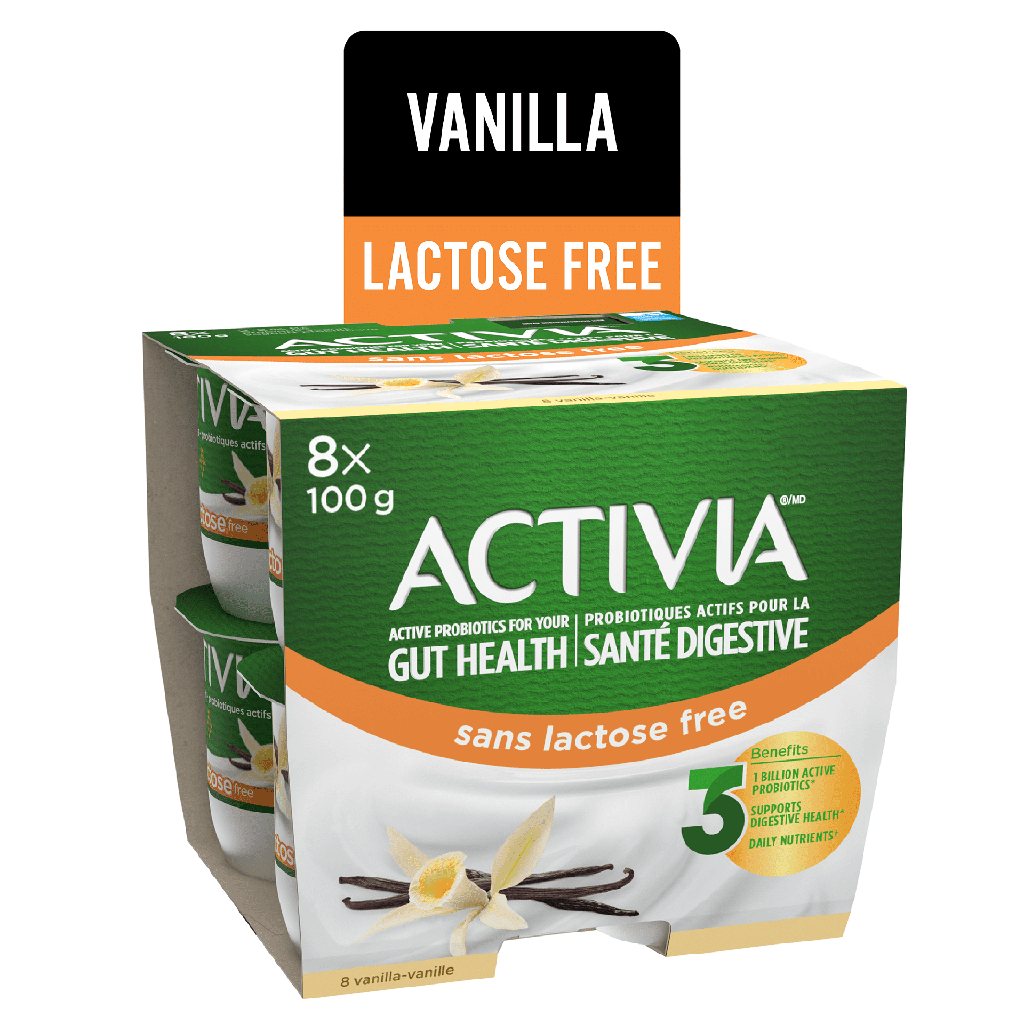 Activia Yogourt Probiotique, Sans Lactose, Vanille, 8x100g