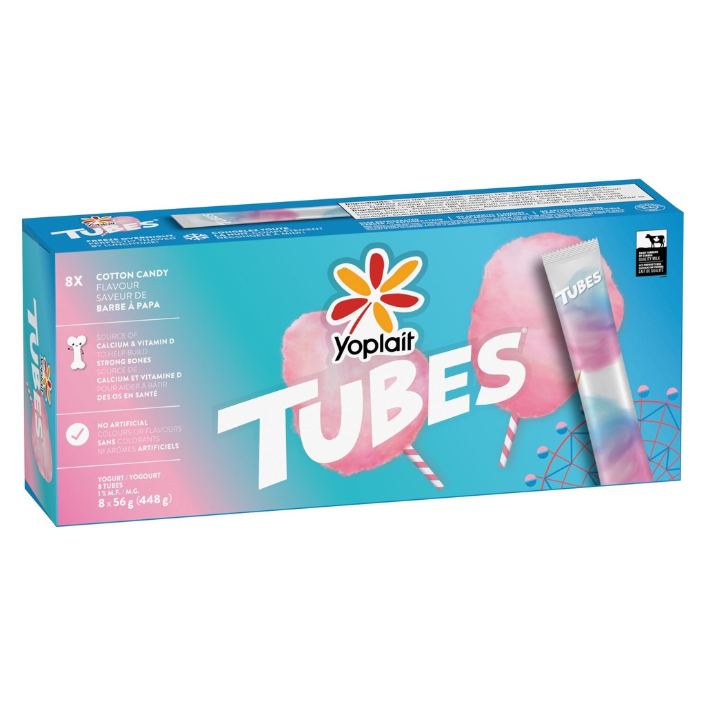 Yoplait Tubes Yougourt Saveur De Barbe À Papa, Collations pour Enfnats, 8x56g