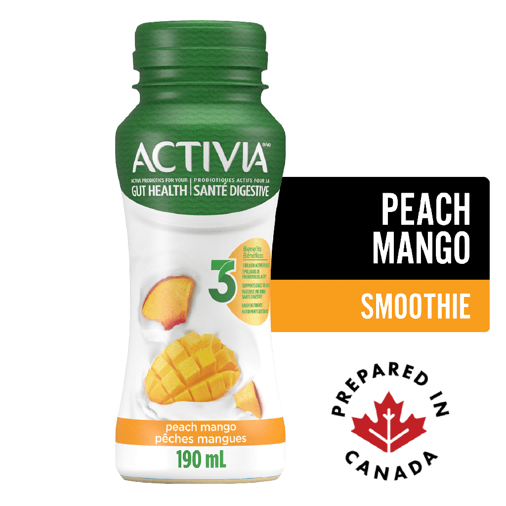 Activia Boisson de Yogourt Probiotique, Pêche-Mangue, Smoothie, 190ml