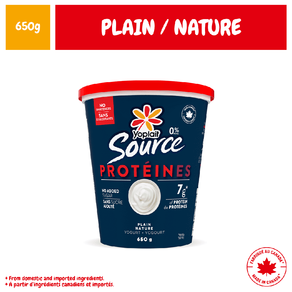 Yoplait Yogourt Source Proteines, 0%, Nature, 650g