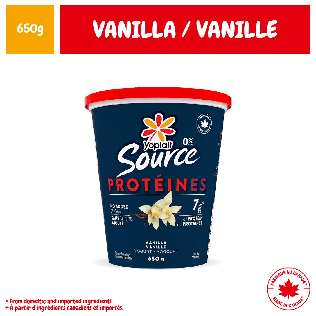 Yoplait Yogourt Source Proteines, 0%, Vanille, 650g