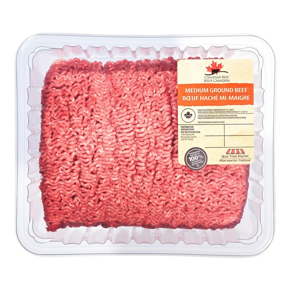 Bœuf haché moyen, Mon marché fraîcheur, 1 plateau, 1.20 - 1.40 KG