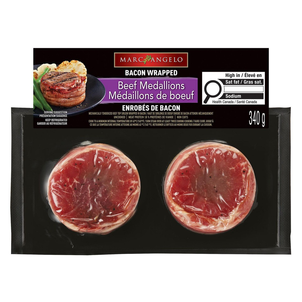 Marcangelo Médaillons de boeuf enrobées de bacon 2 médaillons, 340g