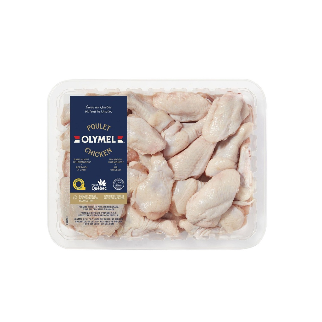 Olymel Ailes de poulet coupées Halal, Poids variable, 0.86 - 1.06 KG