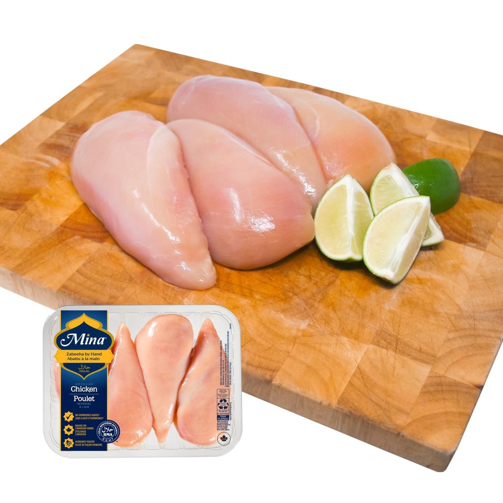 Poitrines de poulet désossées sans peau halal Mina, 3 - 5 mrcx, 0.76 - 0.97 KG