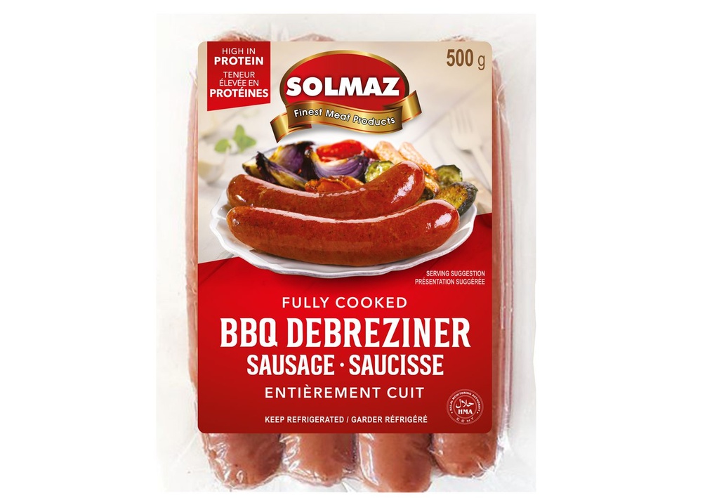 Solmaz Halal Saucisses Debreziner BBQ Entièrement cuit 500gr