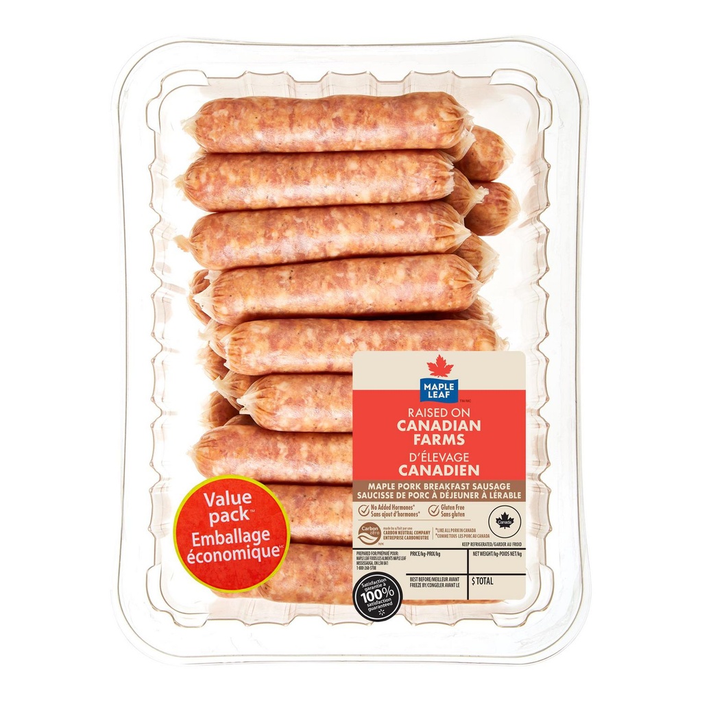 Saucisses à déjeuner de porc à l'érable Maple Leaf 26 Saucisses