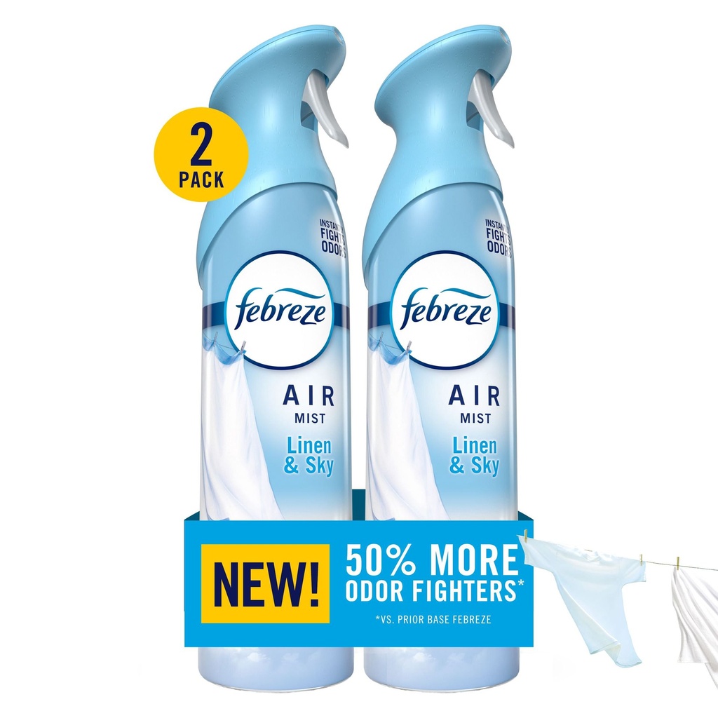 Febreze Air, Vaporisateur Désodorisant d'Air, Vaporisateur pour Pièce Anti-Odeurs, Draps Frais, 230g, Lot de 2