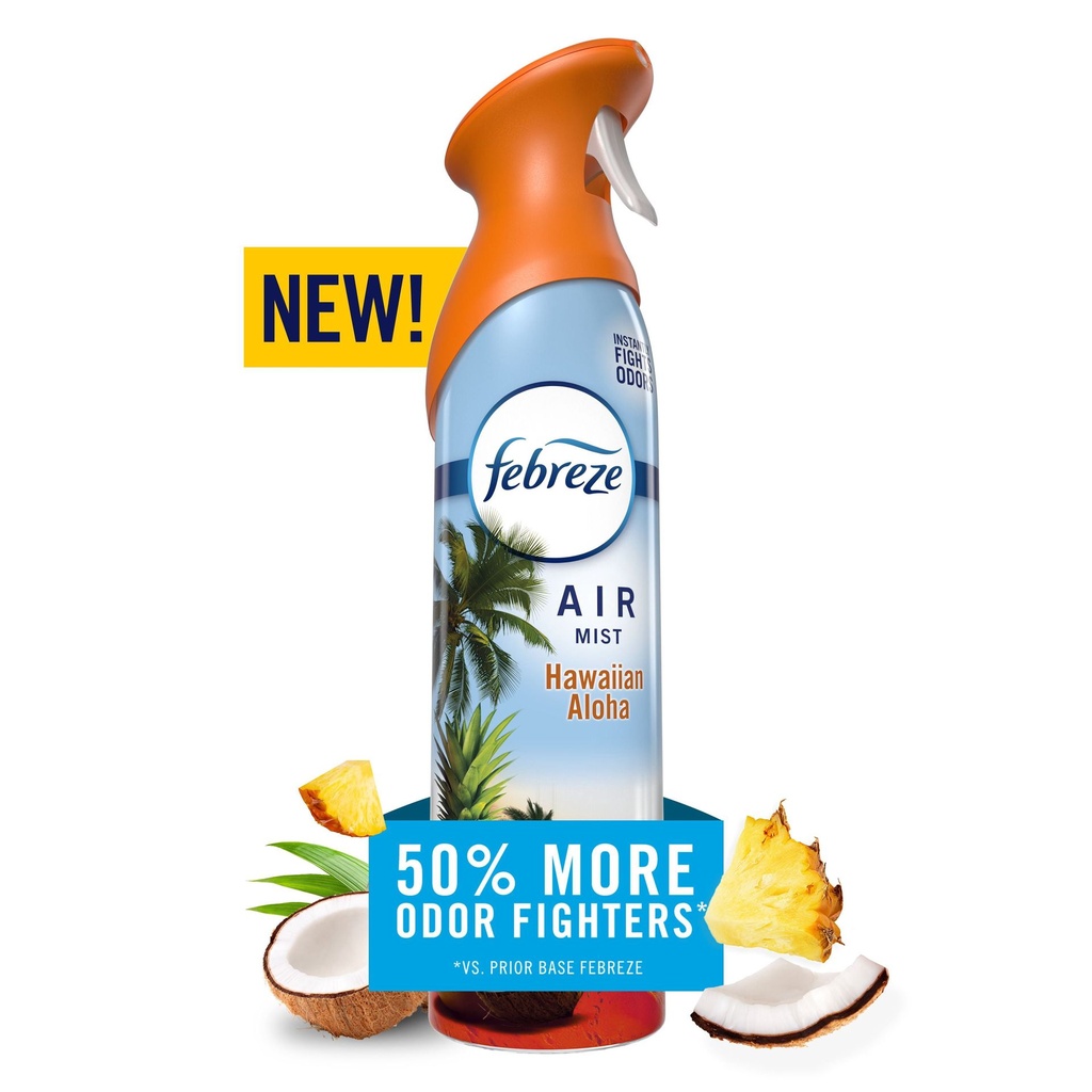Assainisseur d’air en vaporisateur Febreze Air, éliminateur d’odeurs dans les pièces de la maison, Aloha hawaïen, 1 unités