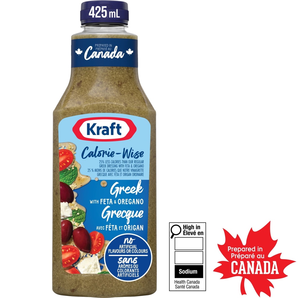 Kraft Vinaigrette Féta Grec Et Origan Calorie-Wise, Bouteille