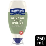 Hellmann's Mayonnaise Hellmann’s à l’huile d’olive, idéale pour frites, burgers et salades, faite avec des œufs de poules élevées en liberté au Canada, 750 ml
