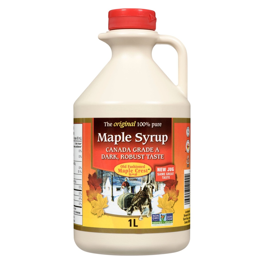 Old Fashioned Maple Crest - Canada Catégorie A Foncé, Goût Robuste - Sirop d'Érable Pur