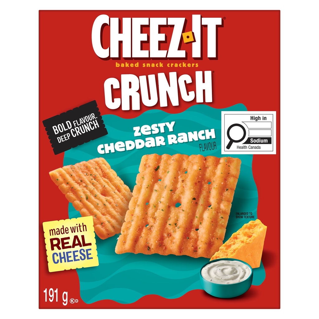 Cheez-ItMD Crunch, Saveur Cheddar et Ranch Piquant, Craquelins cuits au four, 191 g