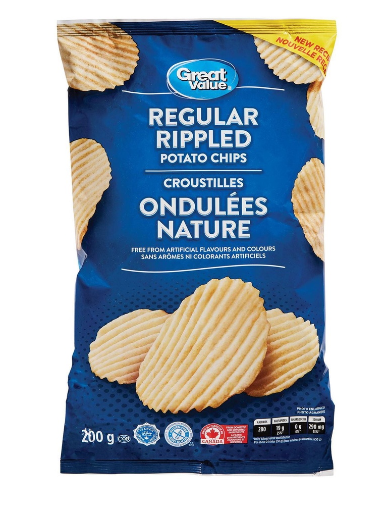 Croustilles ondulées nature Great Value
