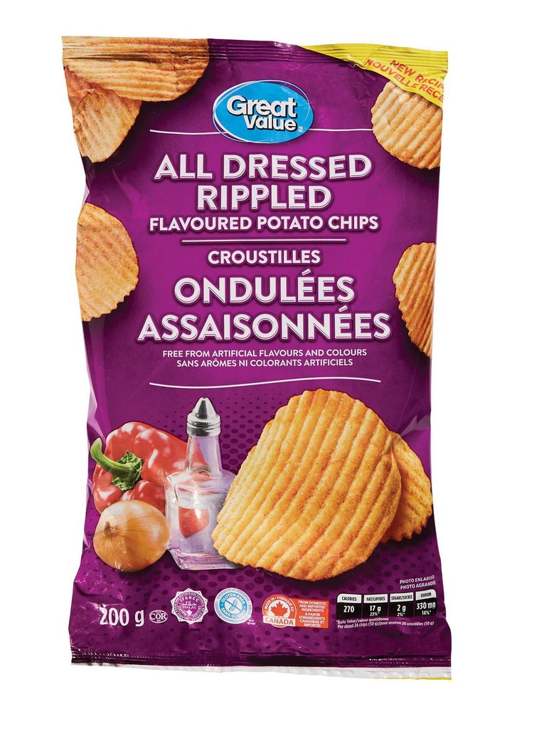 Croustilles ondulées assaisonnées Great Value