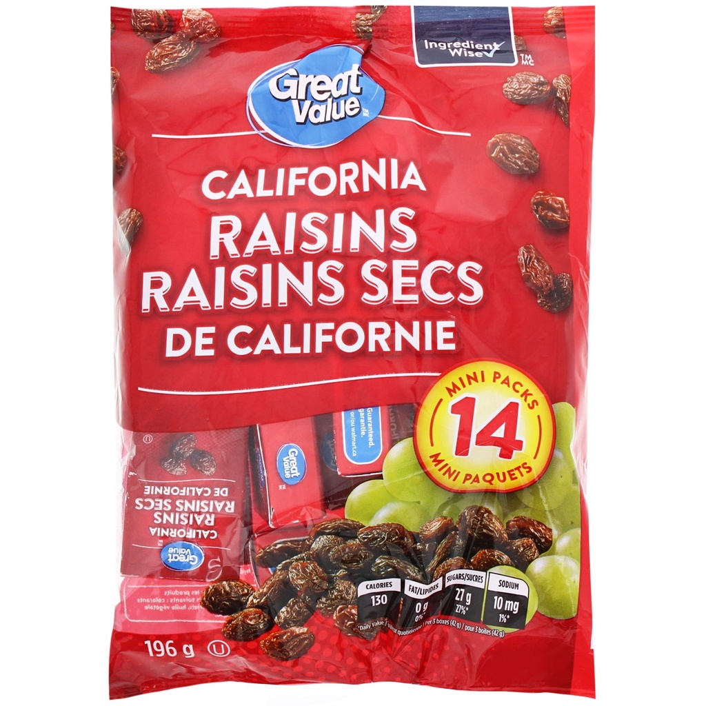 Raisins secs de Californie Great Value