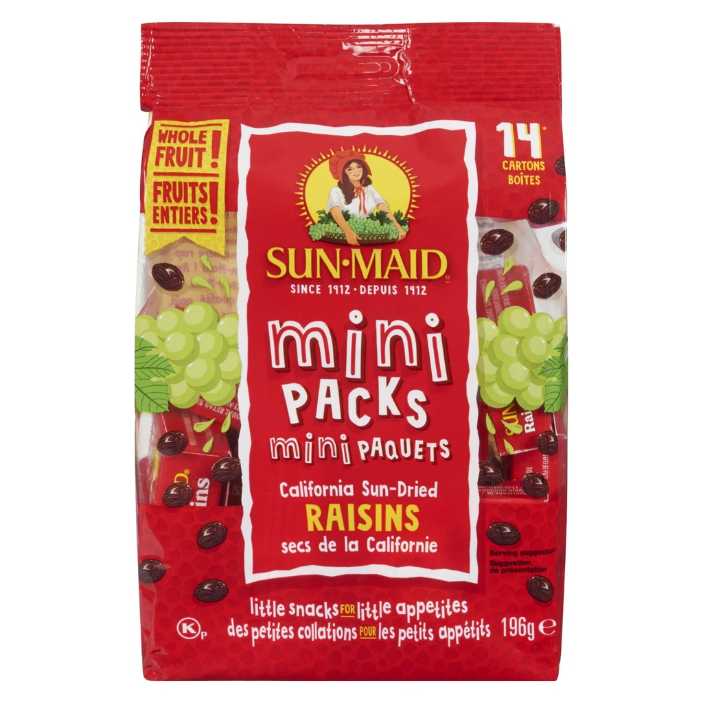Sun-Maid Sunmaid Mini Paquets Collation Raisins Secs 196g