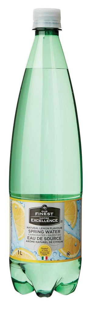 Notre Excellence Our Finest Eau de Source Arôme Naturel de Citron – Gazéifiée 1L