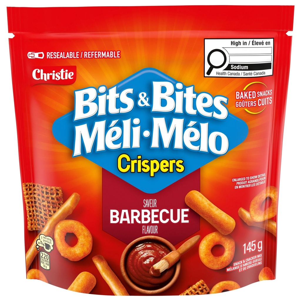 Mélange d'amuse-gueule et de craquelins MÉLI-MÉLO CRISPERS saveur Barbecue
