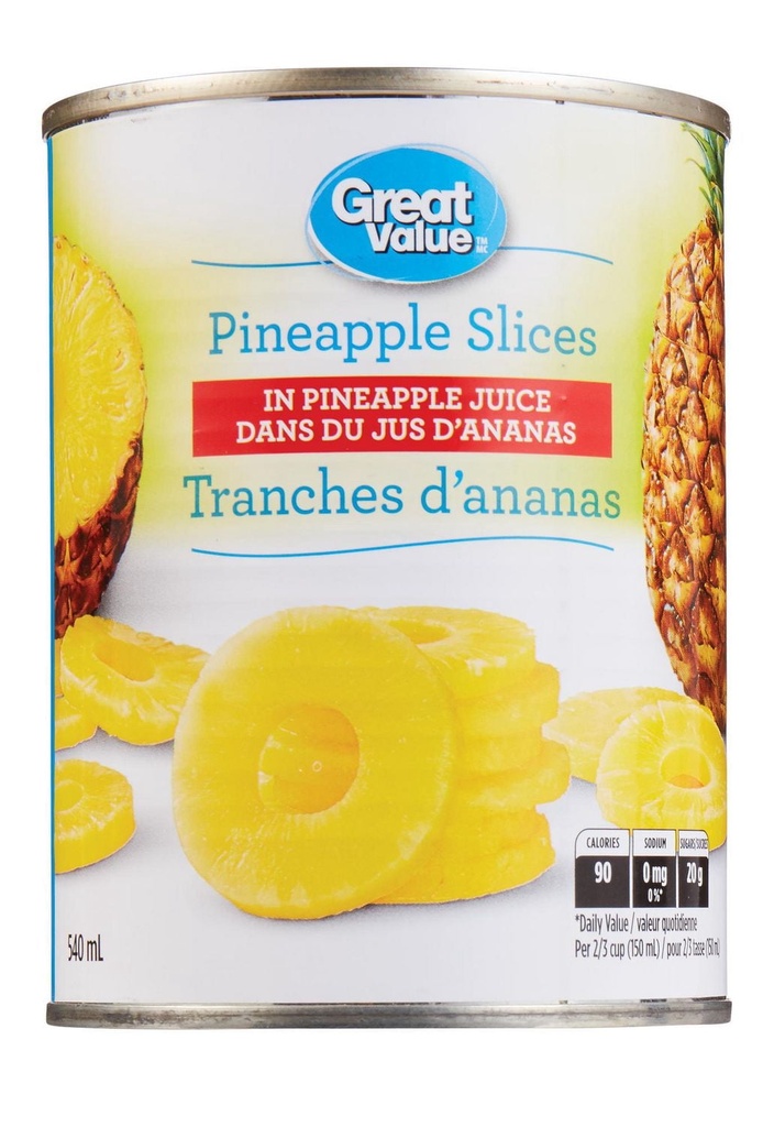 Great Value Tranches d'Ananas