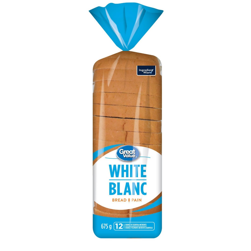 Pain blanc de Great Value, Source de 12 nutriments essentiels, 675 g
