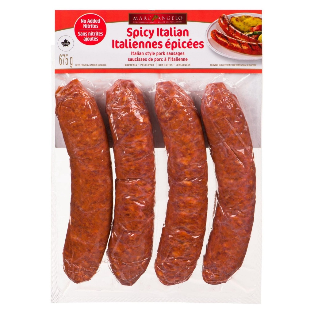 Marcangelo Saucisses de Porc à l'Italienne Épicées 676 g