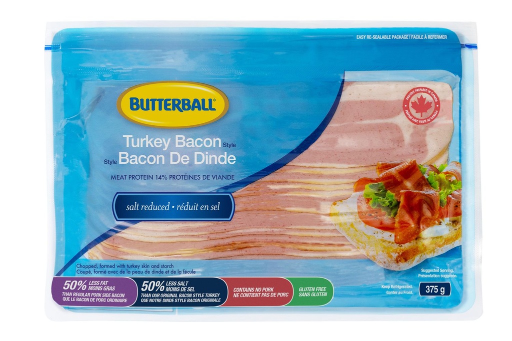 Dinde au genre bacon Butterball réduit en sel 375g