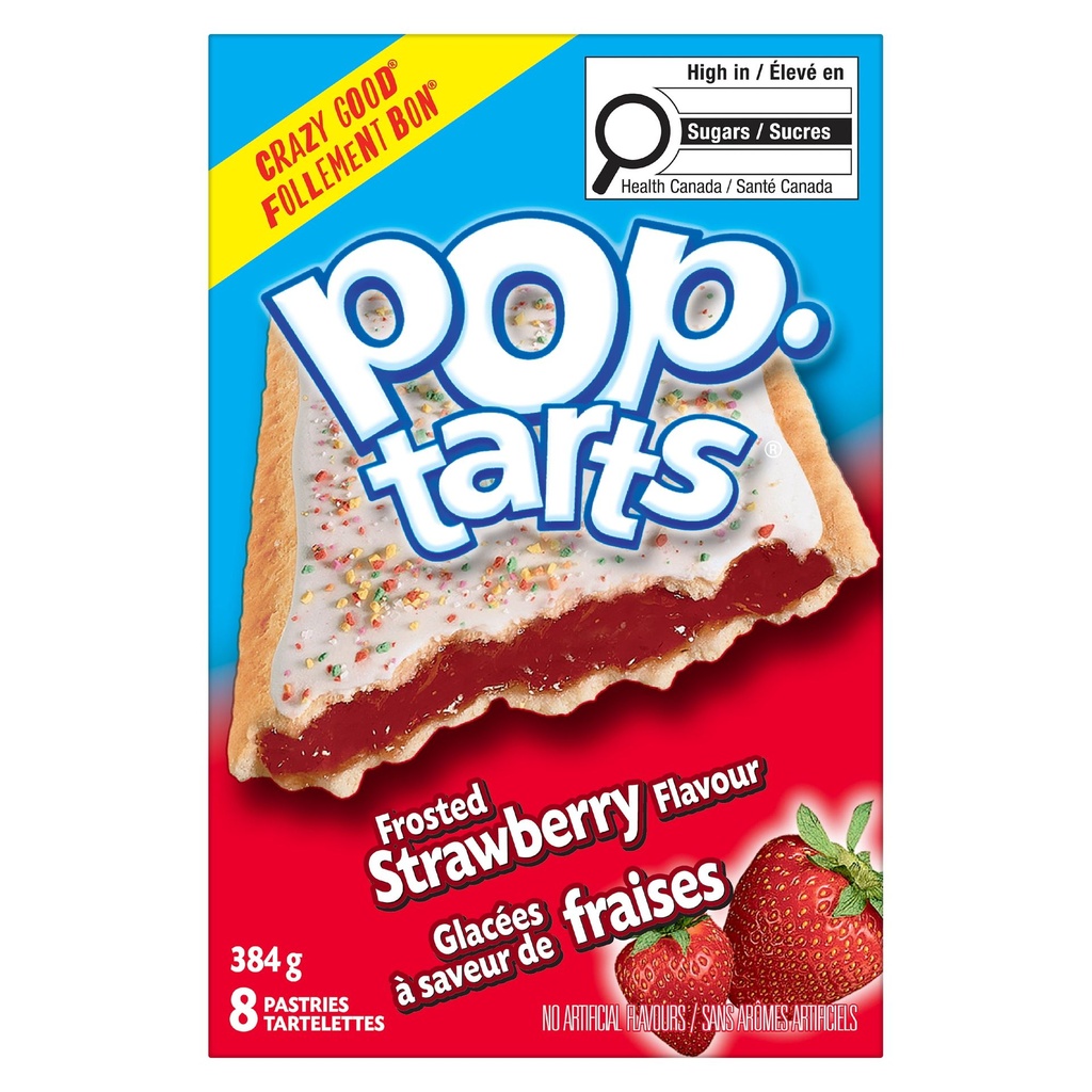 Tartelettes pour grille-pain Kellogg's pop-tarts Glacées aux fraises, 384&nbsp;g (8&nbsp;tartelettes)