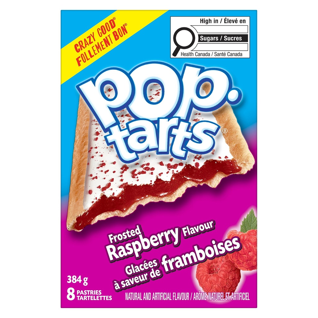 Tartelettes pour grille-pain Kellogg's pop-tarts Glacées aux framboises, 384&nbsp;g - 8&nbsp;tartelettes