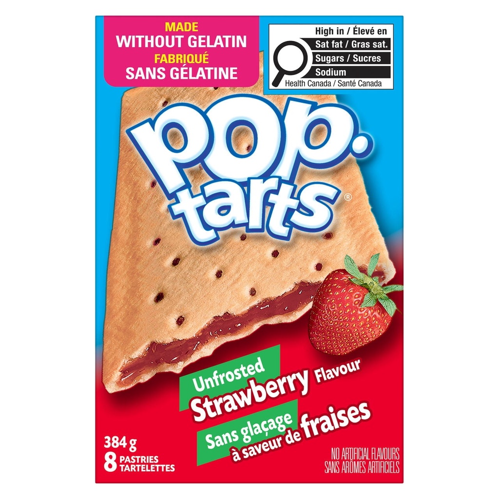 Tartelettes Pop-Tarts® à saveur de fraises sans glaçage, 384 g, 8 tartelettes