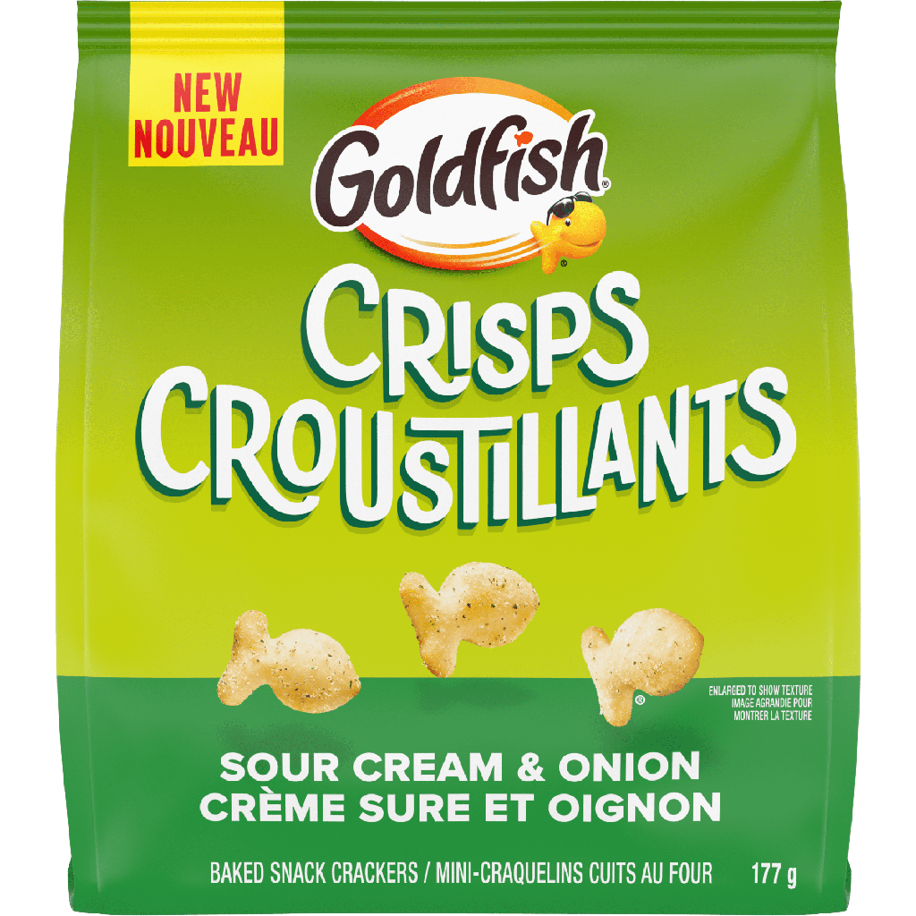 GoldfishMD CROUSTILLANTS Crème sure et oignon Mini-craquelins cuits au four; Sachet de 177 g