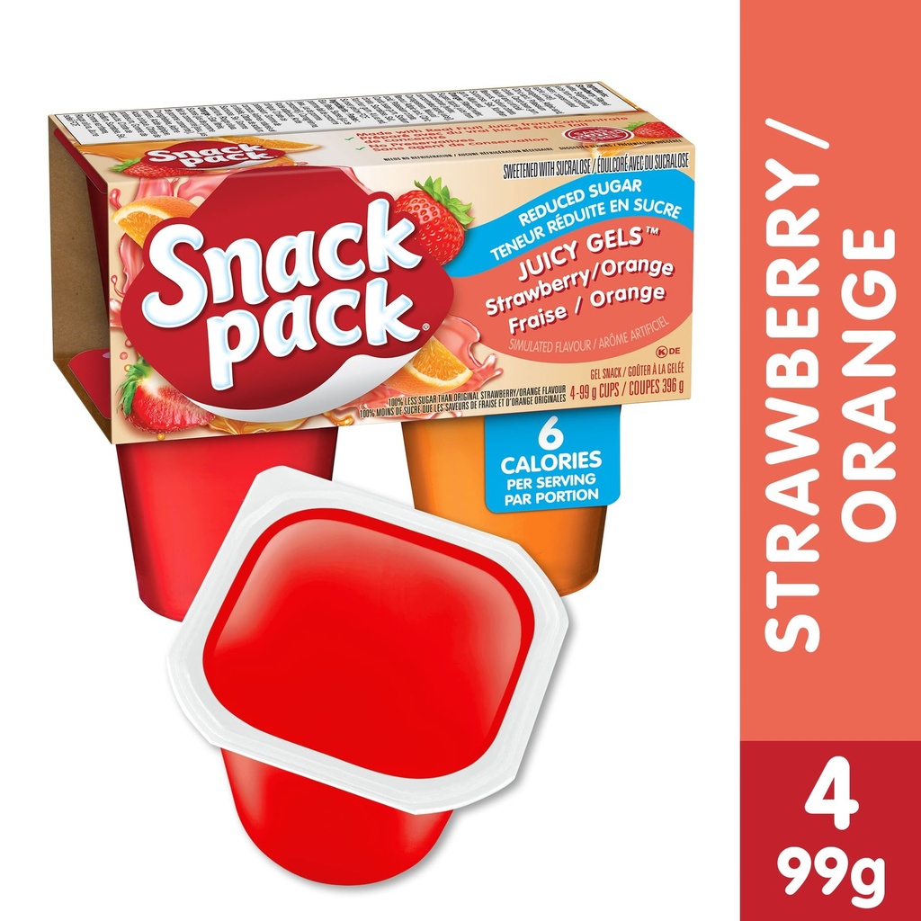 Snack Pack® Juicy Gels® Sans Sucre Ajouté Coupes de Jus de Fruits à la Fraise et à l'Orange