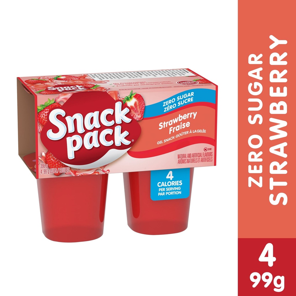 Snack Pack® Juicy Gels® Teneur Réduite en Sucre Fraise Coupes de Jus de Fruits