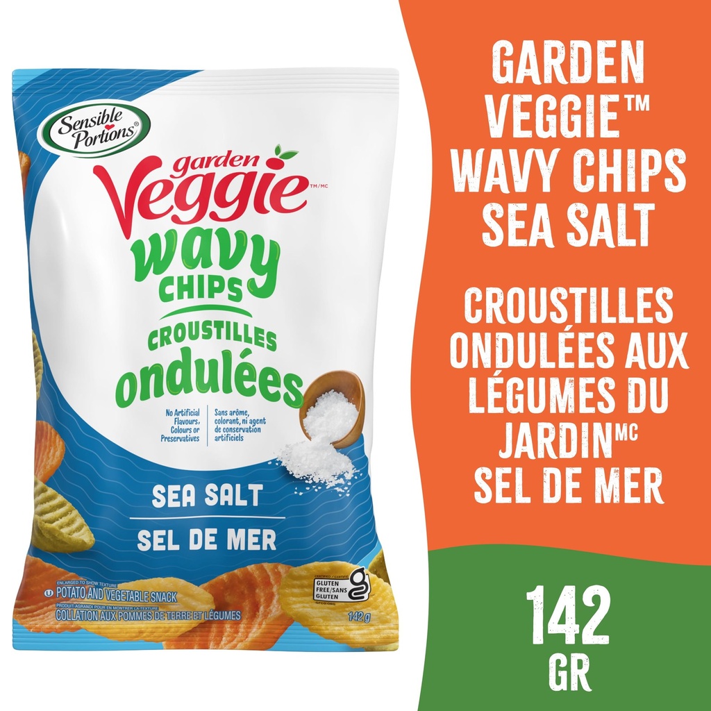 Sensible Portions® Croustilles ondulées aux légumes, saveur de sel de mer, croustilles sans gluten