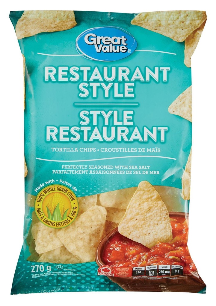Croustilles de maïs Great Value au style restaurant