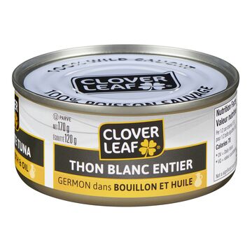 Thon blanc germon entier dans bouillon et huile