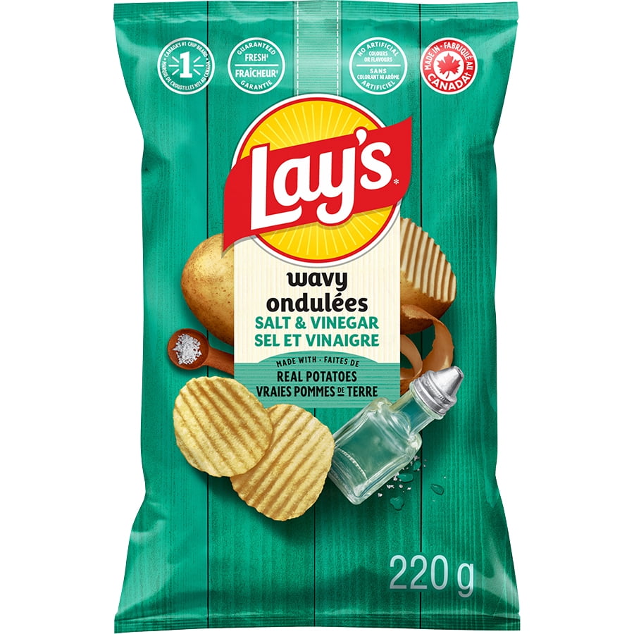 Lay's Ondulées Sel et vinaigre Croustilles assaisonnées, 220 g.