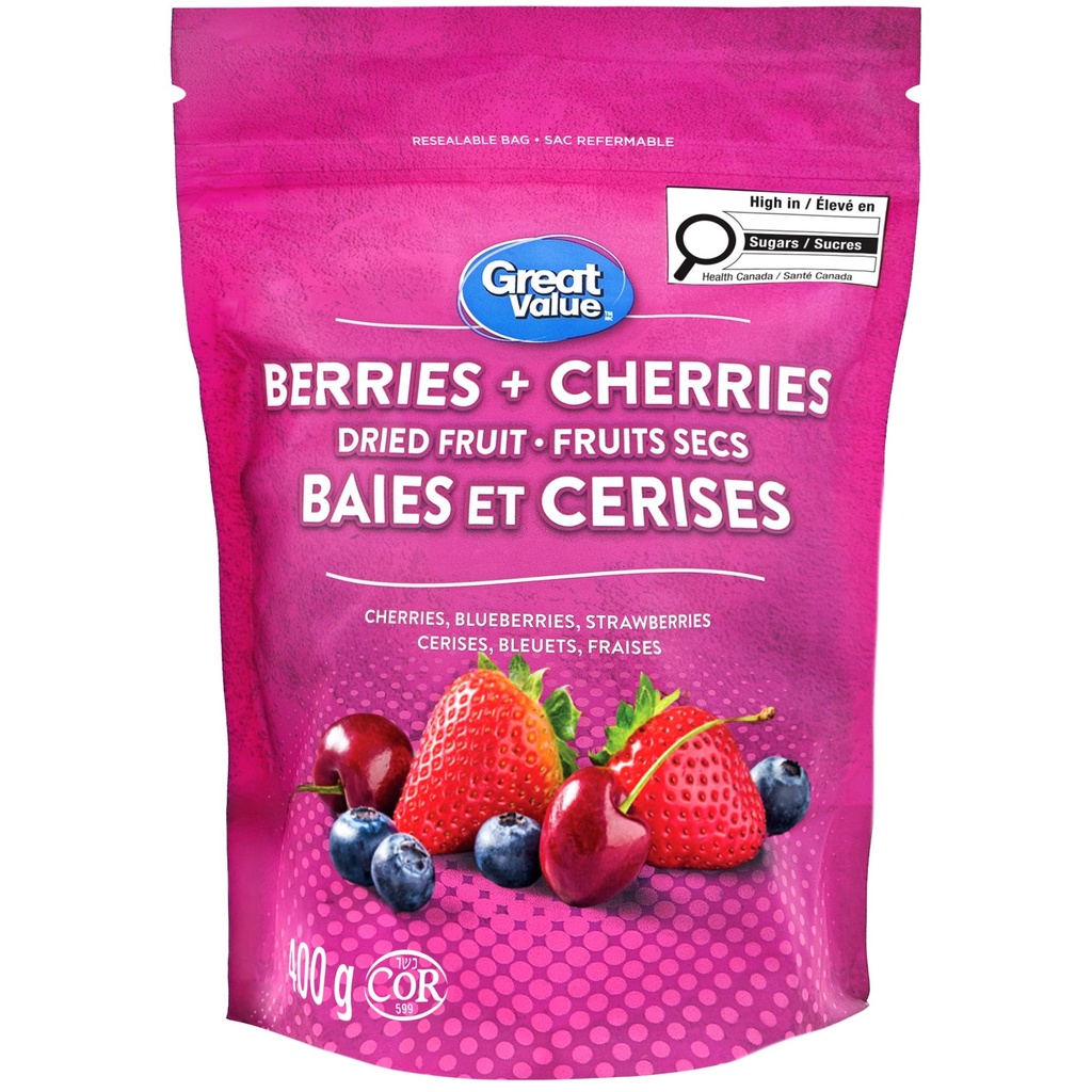 Fruits secs Baies et cerises Great Value